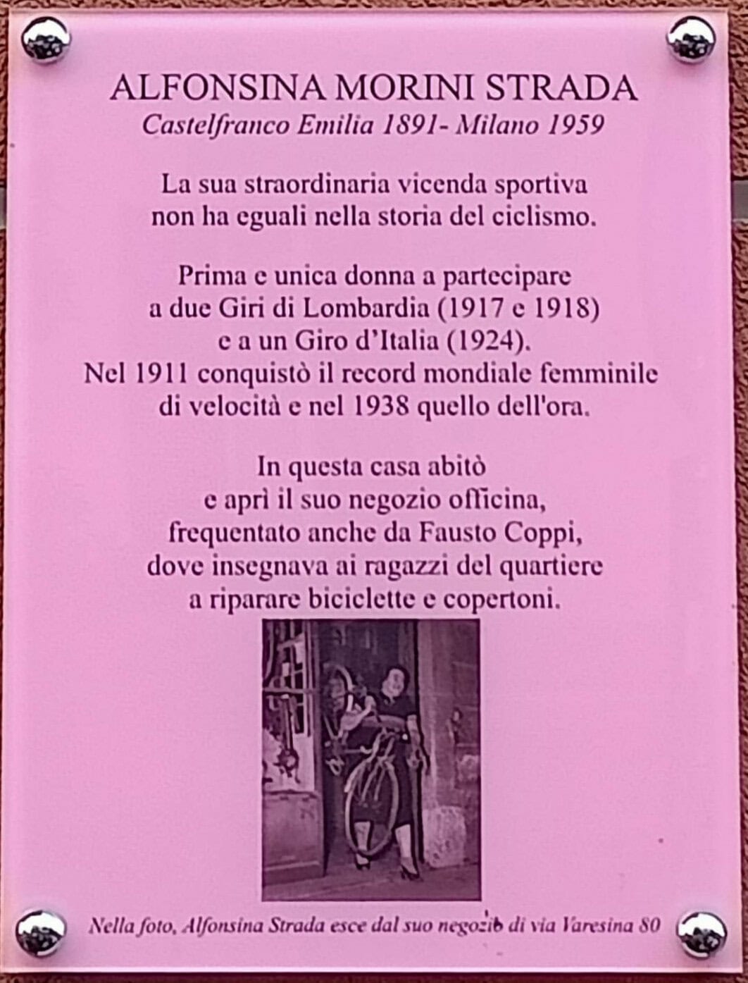 Alfonsina Strada - targa